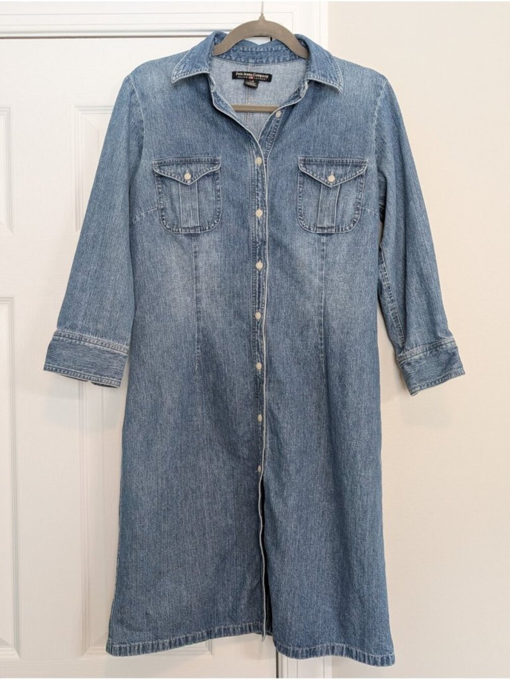 Vtg Polo Jeans Co Ralph Lauren Denim Dress Y2K 90s Western Coastal Cowgirl Sz L